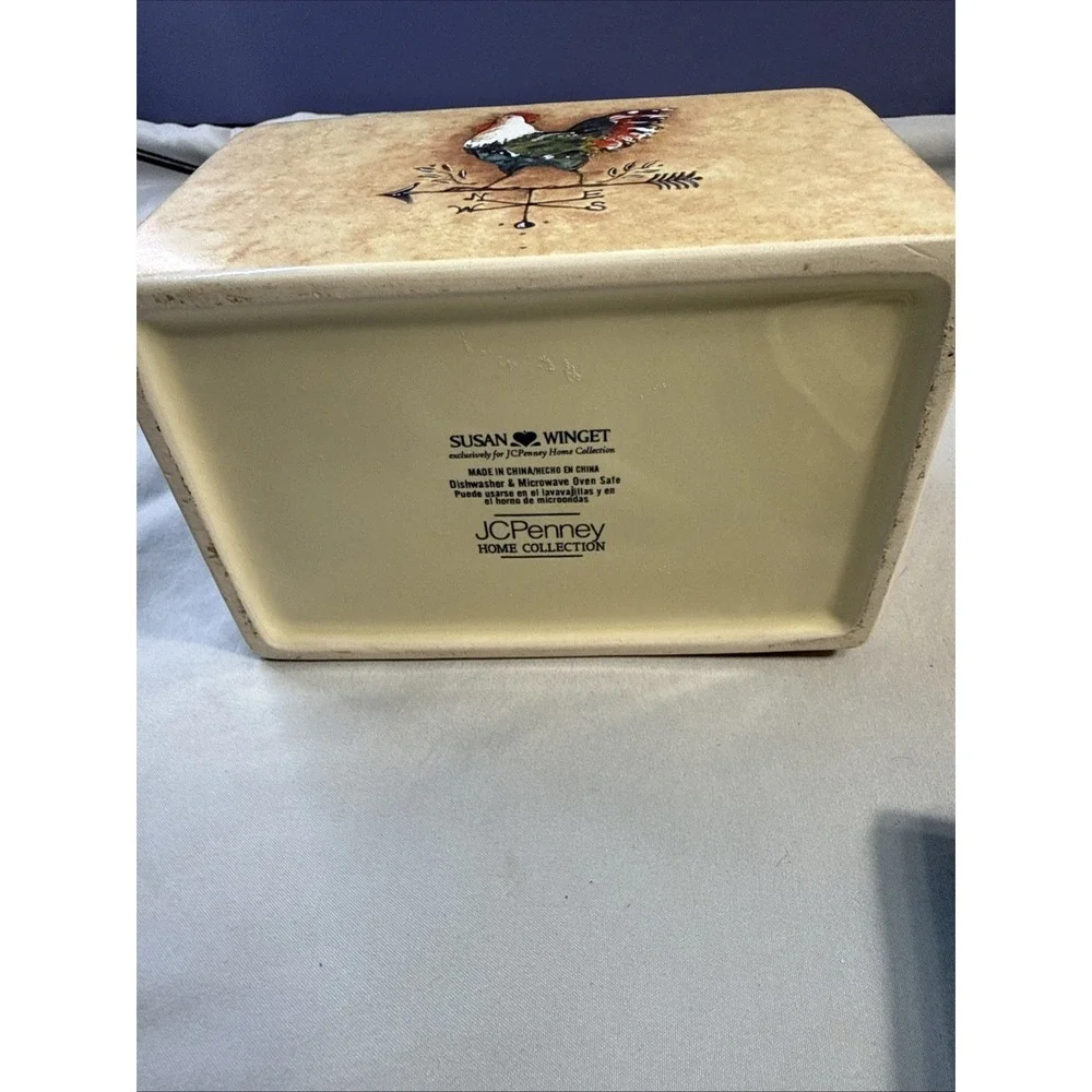 Susan Winget Certified International Ceramic Rooster Recipe Box